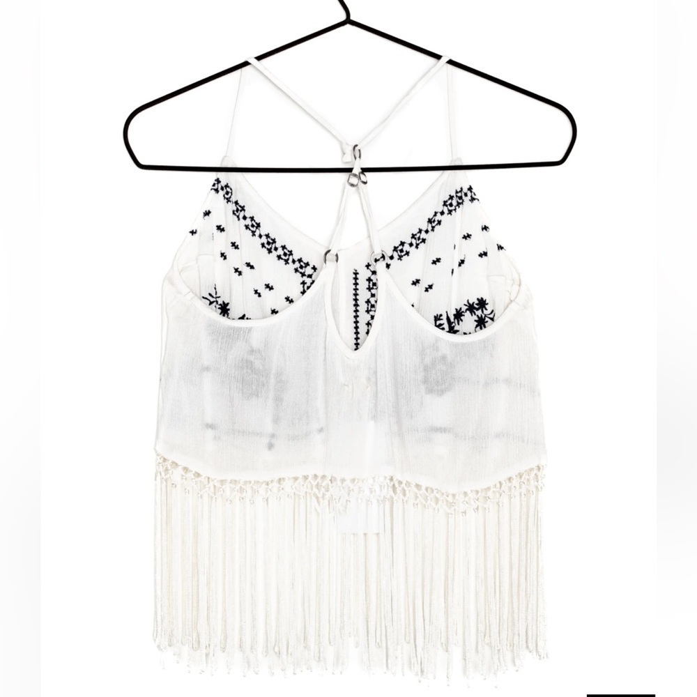 Hollister White and Black Embellished Crop TOP NWOT BOHO Embroidered Medium - Picture 9 of 10